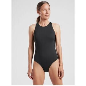 Athleta Maldives One Piece‎ Swimsuit Women’s XXS Black High Neck Racerback